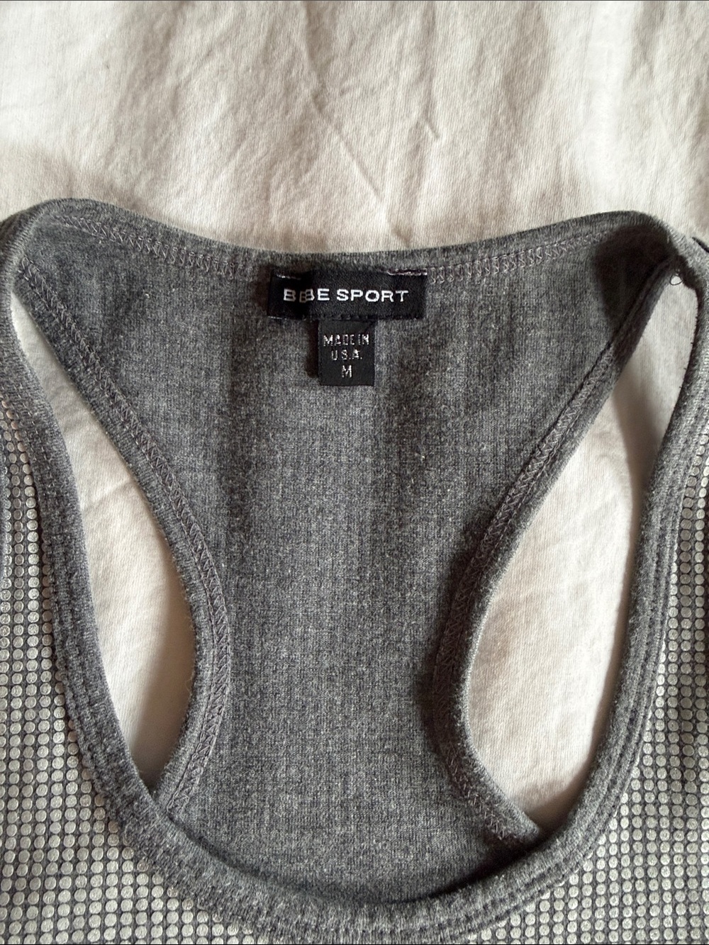 bebe Gray Racerback Logo Tank Top - Picture 2 of 3